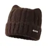 Gorro de Punto de Lana Estilo Coreano Cálido con Orejas de Gato Otoño Invierno Protección para los Oídos al Aire Libre para Mujer Versátil con Forro de Forro Polar Hace que la Cara Parezca Más Pequeña