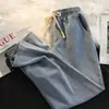 Pantalones casuales para hombre de estilo retro clásico, color liso, cintura elástica simple, jeans, venta al por mayor transfronteriza, nuevos para primavera y otoño