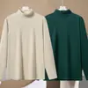 Ropa interior térmica con forro de terciopelo, engrosada y cálida, camiseta base unisex con cuello semi-alto, camiseta de manga larga de color liso, top de otoño
