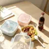 Lonchera para bebé de tres compartimentos de plástico con cierre a presión lonchera infantil recipiente para salsa lonchera bento