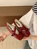 Design Quadrado Retrô Francês, Sapatos Mary Jane de Solado Plano com Laço de Nicho, Deslumbrantes Sapatilhas para Mulheres