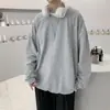 Suéter masculino de primavera gola redonda cor sólida estilo Hong Kong solto estilo estudante estilo coreano versátil estilo preguiçoso suéter da moda