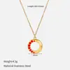 Colar Ins de Aço Inoxidável com Ouro 18K Moda Pingente Redondo Colorido com Diamante Estilo Leve de Luxo Conjunto de Corrente para Clavícula Trevo de Quatro Folhas
