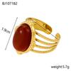 Anillo de estilo retro europeo y americano con piedra natural, acero inoxidable, chapado en oro de 18 quilates, con borde cruzado y turquesa, abierto.
