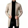 Cardigã estilo americano, peça de outer wear masculina para outono e inverno, sobretudo de comprimento médio, suéter de tricô, sem botões, com gola alta, usado como camada externa