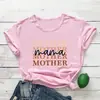 Comercio exterior europeo y americano transfronterizo deseo Día de la Madre mamá camiseta de manga corta con cuello redondo y estampado de letras a color