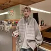 Cleanfit Suéter de Tricô com Gola Masculino Outono e Inverno Estilo Americano High Street Moda Jovem Marca de Moda Jaqueta Cardigã Pesada
