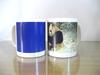 Taza blanca de transferencia térmica PM directa de fábrica, taza de 11 oz con cambio de color parcial, transferencia térmica, recubrimiento en blanco