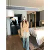 Cardigan de Tricô Lã e Mohair Estilo Suave Vazado Novo Estilo Coreano Início da Primavera 2026 Novo Suéter de Cor Clara
