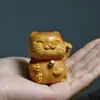 Thuja Wood Carving Cute Akita Dog Pequeno Animal Handle Piece Zodiac Dog Ornaments Criativo Chai Dog Wood Crafts