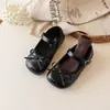 Zapatos de Princesa Estilo Británico para Niñas Zapatos de Cuero con Velcro Cómodos Antideslizantes Suela Suave Bailarinas Planas Zapatos para Bebé y Niño Pequeño