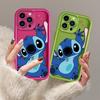 Funda para Teléfono Móvil de Silicona Suave Simple Cartoon Lindo Stitch 18Pro Adecuada para Apple 16Promax 15