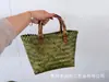 2026 Bolso Tejido Verde Nuevo, Bolso Cesta de Bambú Hecho a Mano de Mimbre Artificial, Regalo para el Festival del Bote del Dragón Azul