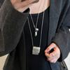Collar con colgante de botella de plata estilo bloguero de Corea del Sur para mujer, nuevo estilo 2024, elegante accesorio, cadena larga de lana para otoño e invierno.