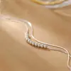 Cadena Única de Diseñador con Cuentas para Clavícula con Collar de Hueso de Serpiente de Doble Capa, Cadena de Cuello Versátil Simple y Elegante para Mujeres