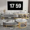 Juego de mesa de centro y mueble de TV de lujo ligero con panel de roca brillante, adecuado para espacios pequeños, extensible, diseño simple con cajones, para uso doméstico en la sala de estar