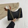Bolso de hombro vintage con cadena para mujer, estilo textil, estilo informal, sencillo, para llevar debajo del brazo, pequeño, cuadrado, 2024