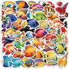 50 pegatinas de peces de dibujos animados sin repetir para teléfono móvil, taza, impermeables, pegatinas decorativas al por mayor, material para álbum de recortes infantil, pegatinas