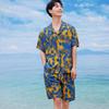 Camisa de Flor de Manga Curta terno Verão Masculino Sanya Camisa de Férias à Beira-Mar Havaí Shorts de Praia Um terno
