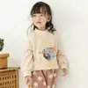 Inverno Infantil Novidades Gola Meia-Alta Moletom Forrado com Lã Estilo Coreano Estampado Roupa Externa Bebê Top Atacado
