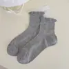 Calcetines de Malla de Verano para Mujer Calcetines Holgados Finos de Media Caña Sin Costuras Color Sólido Blanco Versátiles Calcetines de Algodón de Media Longitud