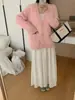 Cardigan de Tricô Solto Novo Estilo Coreano Outono e Inverno para Mulheres, Versátil Solto Plus Size Preguiçoso Casaco Suéter Falso de Visão de Minka Top