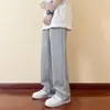 Pantalones de chándal grises transfronterizos para hombre, corte recto holgado moderno, pantalones largos deportivos casuales finos de pierna ancha y caída para primavera, otoño y verano