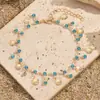 Pulseira de Tornozeleira com Franjas e Bordas Onduladas Azul Zircônia Strass Corrente Estilo Férias Nicho Luxo Acessível Venda Quente Transfronteiriça Europeia e Americana