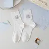 Calcetines de Media Pantorrilla de Gato de Dibujos Animados Estilo Lolita Dulce, Calcetines de Malla Transpirable con Encaje de Lunares para Primavera y Verano, Calcetines Holgados para Niñas