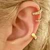 Bestseller transfronterizo europeo y americano: Aretes tipo ear cuff de pedrería en forma de C para orejas sin perforar, elegantes y compactos, juego de tres piezas