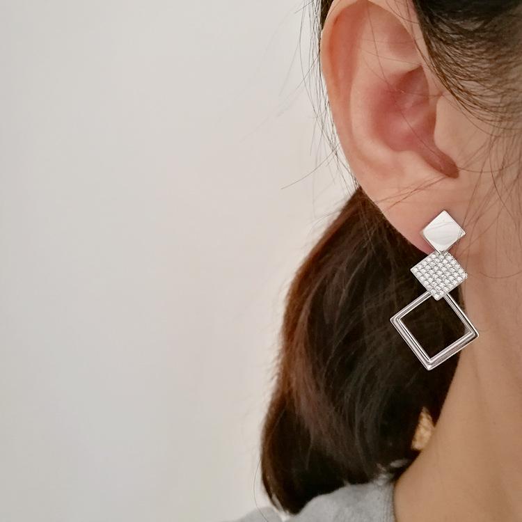 ED803371 3372圆形菱形耳环