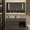 Mueble de baño con lavabo integrado, lavabo de roca nano, diseño de baño inteligente simple y lujoso