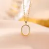 Yiluyin Pingente de prata de lei S925 banhado a ouro com jade Hetian, cristal branco, cristal rosa, topázio, cabochão geométrico, pingente de prata