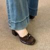 Zapatos Mary Jane Vintage de Tacón Grueso 2024 Primavera Nuevos Hebilla de una Palabra Tacón Alto No Cansan los Pies Sandalias de Punta Hueca para Mujer