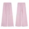 Pantalones de Chándal Anchos con Cordón Estilo Perezoso Coreano para Hombre, Nuevo Modelo de Verano, Versátiles para Ir al Trabajo, Pantalones Largos Casuales Sueltos para Mujer, Modernos