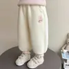 Calça infantil, nova coleção outono/inverno 2026, agasalho de inverno estiloso para meninas, forrada com fleece e espessa para aquecimento
