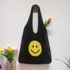 Nova Bolsa de Tricô Cor Contrastante Nicho Tendência Moda Coreana Bolsa de Tricô Fofa Bolsa de Ombro Bolsa de Rosto Sorridente