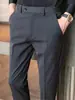 Pantalones de Hombre, Ropa Formal de Negocios para Primavera y Otoño, Pantalones Casuales de Traje Rectos Holgados de Nueve Puntos, Pantalones de Traje para Novio Alto