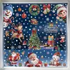 Pegatinas navideñas con efecto brillante, pegatinas de cristal de muñeco de nieve, para decorar escaparates de centros comerciales, pegatinas electrostáticas de Papá Noel