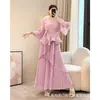 Vestido Miyake Miyake Transfronterizo Europeo y Americano Francés de Manivela Flor Moda con Cuentas Diseño Plisado Aspecto Holgado Adelgazante