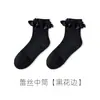 Meias Jk de Renda com Laço Preto e Branco para Mulheres, Meia-Canela, Estilo Fino de Verão, Meias de Renda Princesa Doce Lolita Japonesa