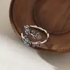 Anel Nalan S925 Prata Esterlina Prata Tailandesa Retrô Ramo de Rosa Folha Estilo Gótico Romântico Nicho Combinando R04069