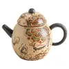 Dunhuang Danzas Aéreas Huevo de Dragón Olla Azul y Blanco Rojo Sílex Cerámica Tetera Tetera de Mano Kung Fu Juego de Té Olla para Preparar Té Regalo Cultural y Creativo