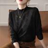 Camisa Básica Gola Alta Meia para Mulheres 2025 Nova Coleção Primavera Cor Lisa Solta Tricô para Usar por Baixo Tricô de Manga Longa
