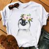 Pinguim usando flores estampa nova desejo roupa feminina camiseta de manga curta top comércio exterior europeu e americano