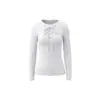 Camiseta Feminina HeyHenry Manga Longa para Primavera/Outono com Corte Slim Fit, Design de Amarração e Visual Estiloso, Adequada como Camada Base