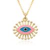 Collar con colgante de ojo turco azul ojo del diablo al por mayor de fábrica, collar sencillo de cobre chapado en oro, accesorios