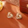 Populares Pendientes de Triángulo con Circonita Microincrustada, Moda de Lujo Ligero con un Toque de Alta Gama, Pendientes de Aguja de Plata con Diamantes Completos, Pendientes Exquisitos Versátiles