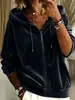Sudadera con capucha y cremallera de manga larga para mujer, color liso, con cordón, estilo casual, moda transfronteriza europea y americana, nueva para 2026, Amazon