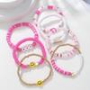 Nuevo estilo europeo y americano cara sonriente fresca estilo bohemio cadena blanca pulsera de perlas rosas hecha a mano para mujer